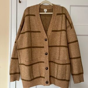 A New Day Plaid Tan Cardigan Sweater